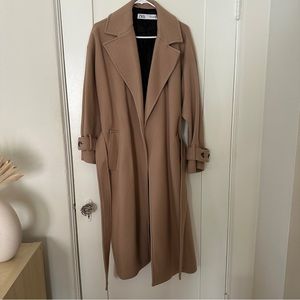 Zara camel coat, size M wool blend